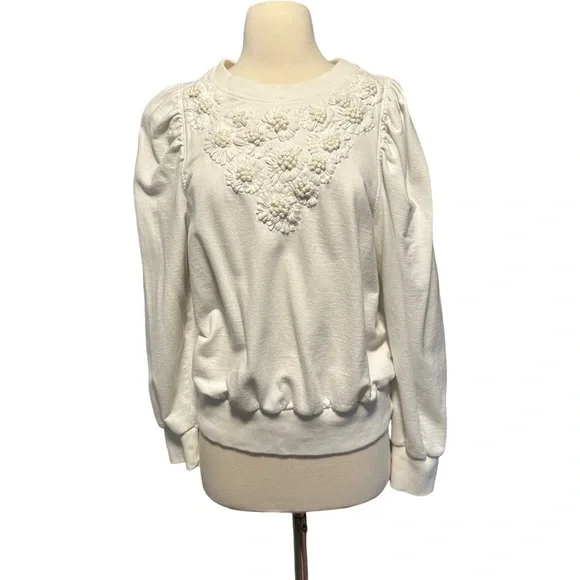 Anthropologie Embroidered Puff-Sleeve Sweatshirt - Picture 6 of 12